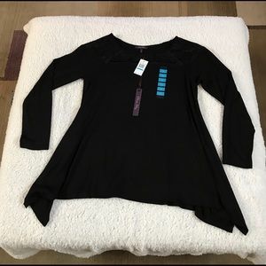 Olivia Sky Black Sweater w/Lacy Details XL NWT